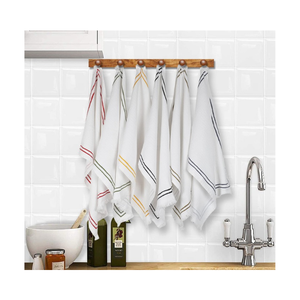 Serviettes de cuisine en coton biologique brodées à la main, motif golf, 400-500 GSM, tissage slub, biodégradables, écologiques, antimicrobiennes, durables - Product Image 4