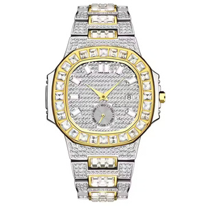 Montre analogique à quartz hip hop de luxe pour homme Diamant moissanite de qualité supérieure avec bracelet en acier inoxydable de 5mm Montre entièrement glacée et bling - Product Image 2