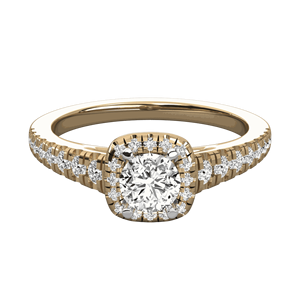 Anillo de Compromiso con Halo Cuadrado y Diamante Redondo - Product Image 1