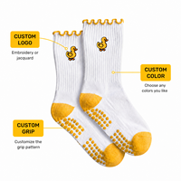 Chaussettes de yoga à volants brodés avec logo personnalisé, antidérapantes, chaussettes de pilates personnalisées pour femmes