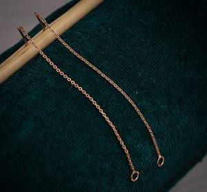 Boucles d'oreilles pendantes élégantes et tendance en alliage plaqué or rose avec un design à double boucle, pierres en zircon taille brillant pour femmes, mariage - Product Image 2