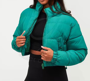 Hiver Nouveau Puffy Women Bubble Padded Puffers Jackets Custom Pattern Style Crop Top Jackets With Zip Up - Product Image 4