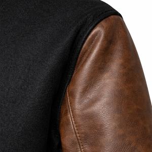 Chaqueta Bomber Estilo Universitario Más Vendida, Mezcla de Lana con Mangas de Cuero Sintético, Cierre de Cremallera, Ropa Exterior Informal de Moda Urbana - Product Image 5