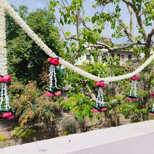 Puerta de Toran hecha a mano colgante Tuberose Rose Bunch decoración de pared indio festivo Diwali Vibes Pooja puerta decoración estilo artístico - Product Image 4