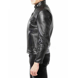 RC 2023 new locomotive fashion zipper short slim fit <b>Men</b> <b>leather</b> <b>jacket</b> - Product Image 6