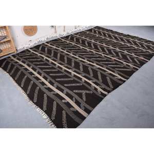 Alfombra de lana moderna de área grande para adolescentes 7,5X10,9 pies Negro Beige Rayas Rectángulo Patchwork Diseño 10mm Espesor Respaldo de látex - Product Image 2