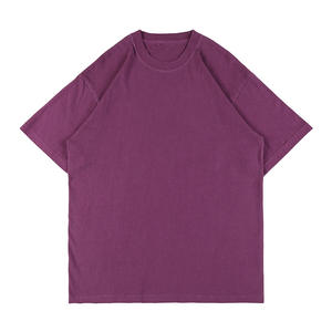 Camiseta lavada con piedra ácida Vintage para hombre directa de fábrica 100% algodón de gran tamaño Fitness cuello redondo estilo de punto desgastado - Product Image 1