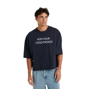 Premium Street Oversized Men's shirts Cotton <b>Drop</b> Shoulder Boxy Crop Tee Custom Logo Printing Blank Apparel OEM Supply - Product Image 1