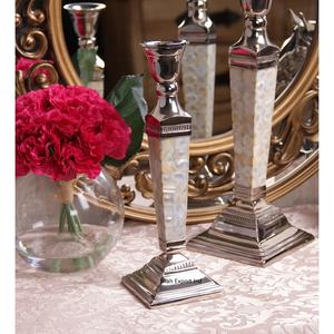 Shiny Finished Metal & Mother of Pearl <b>Taper</b> <b>Candle</b> Holder for Christmas Event Party Decoration Tabletop <b>Candle</b> <b>Taper</b> - Product Image 4
