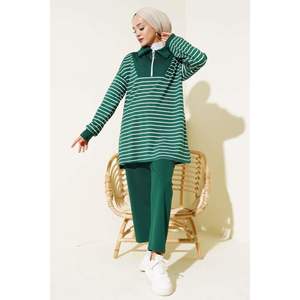 Conjunto de 2 piezas de media cremallera a rayas Esmeralda - Product Image 3