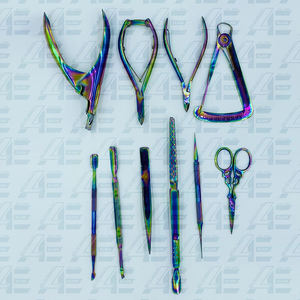 ชุดอุปกรณ์ทำเล็บมืออาชีพ 10 ชิ้น สแตนเลสสตีลสีรุ้ง คีมตัดหนังกำพร้าแบบสองด้าน กรรไกรตัดเล็บ คุณภาพสูง - Product Image 6