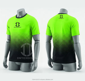 T-shirt de sport à manches courtes en coton/polyester léger de haute qualité, vert et noir, séchage rapide, sublimation, logo personnalisé, unisexe, pour homme - Product Image 2