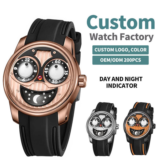 OEM ODM Unique 42mm Moon Phase Day Night Indicator NH35 Automatic Self Winding Mechanical Clown Watches for Joker Hallowmas Men