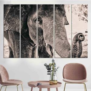 Elegant Elephant Tempered Glass Wall <b>Art</b>: <b>Printed</b> Canvas Artwork,SET OF 5 CANVAS - Product Image 1
