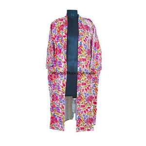 Robe kimono longue vintage en coton biologique 100% pur, matelassée, faite à la main, mode indienne pour les festivals, vêtements de nuit, veste confortable - Product Image 5