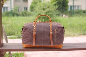 Grand sac de sport fait à la main en toile cirée cuir pleine fleur Design personnalisé à la mode pour les vacances de week-end - Product Image 5