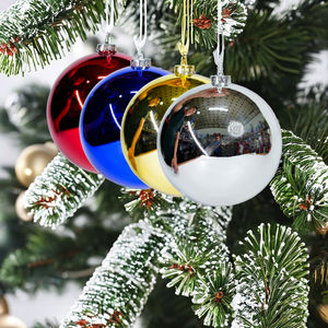 Décorations du Nouvel An, boule d'arbre de Noël en plastique de haute qualité, grande taille, finition lisse et brillante, couleurs assorties - Product Image 1