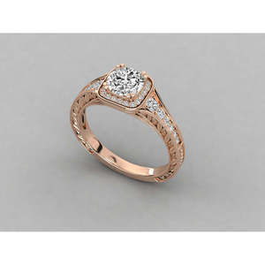 Bague solitaire en or 9 carats pour femme avec diamant rond, design brillant - Product Image 3