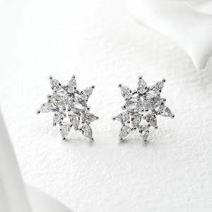 Topcarat mignon cluster mariage et anniversaire boucles d'oreilles pour femmes 925 argent Sterling Zircon boucles d'oreilles de mariée - Product Image 1