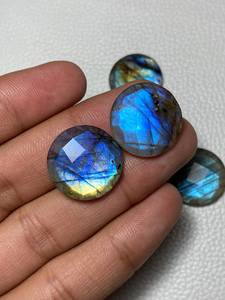 อัญมณีทรงหลังเบี้ยทรงหลวมจากมาดากัสการ์สีน้ำเงินธรรมชาติสำหรับทำเครื่องประดับทอง - Product Image 5