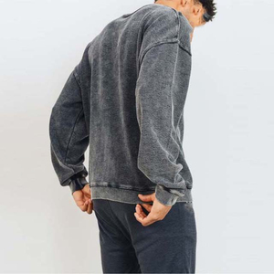 เสื้อผ้าฤดูหนาวผู้ชายแบบ OEM/ODM เสื้อสเวตเชิ้ตพิมพ์ลายโลโก้แบบวินเทจ ล้างสีแบบแอซิด  เสื้อสเวตเชิ้ตพื้นฐาน  งานปัก  รับสั่งทำตามแบบ - Product Image 5