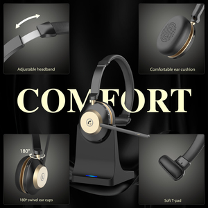 Nouvelle version couleur noir-or casque <span class=keywords><strong>Call</strong></span> Center Trucker casque sans fil BT-881C avec microphone ENC - Product Image 6