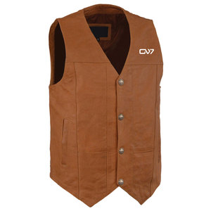 Chaleco de cuero auténtico para hombre, ropa de calle o motorista clásico, disponible en marrón, opciones de ajuste personalizado, chalecos de cuero - Product Image 1