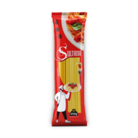 Pâtes séchées en forme de spaghetti, épaisseur personnalisée, 100% naturelles, boîte/sac jaune, longue durée de conservation 18 mois, origine égyptienne, marque Sultana