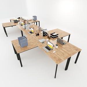 Escritorio Modular en Forma de L de 8 Piezas, Sistema de Conexión Ovalado, Madera de Caucho, Motor Dual Automático, Muebles de Oficina Tradicionales y Modernos - Product Image 1