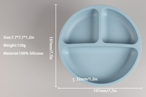 Produits en silicone personnalisés Eversoul, compatibles micro-ondes et lave-vaisselle, assiettes rondes à ventouses pour tout-petits, assiettes divisées en silicone pour bébé - Product Image 5