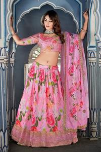 Lehenga Choli imprimé numérique FABZONE LNB1008, style Bollywood, collections indiennes pour femmes, en stock - Product Image 2