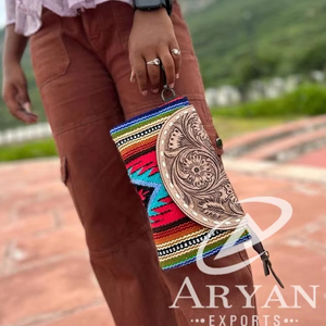 มาใหม่สไตล์ตะวันตกมือเครื่องมือหนังอานผ้าห่มคล้องมือคลัทช์ร้อนขายมือเครื่องมือเย็บกระเป๋าสตางค์ผู้หญิงกระเป๋าสตางค์ - Product Image 1