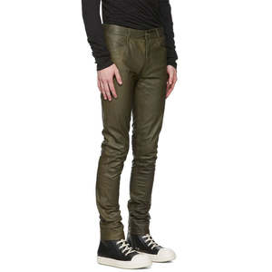 กางเกงหนังสลิมฟิตแฟชั่นสำหรับผู้ชายกางเกงหนังลำลองของแท้สำหรับผู้ใหญ่ - Product Image 2