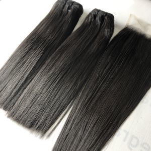 Extensiones de cabello humano Remy vietnamita trama 5x5 Cierre de encaje peluca hueso recto 30 pulgadas longitud estirada Color negro para mujeres - Product Image 1