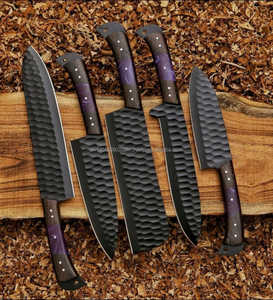 Juego de cuchillos de cocina profesional de gran venta, 5 uds., cuchillo de Chef de acero de Damasco, mango de palisandro, logotipo personalizado ecológico mínimo - Product Image 1