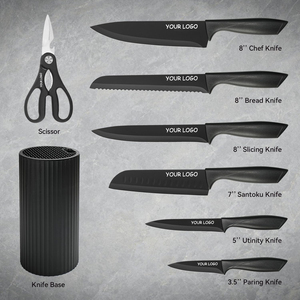 Juego de <span class=keywords><strong>cuchillos</strong></span> de cocina de 8 piezas para Chef Juego de <span class=keywords><strong>cuchillos</strong></span> afilados con bloque de <span class=keywords><strong>cuchillos</strong></span> <span class=keywords><strong>universal</strong></span> Juego de bloques antioxidantes Diseño resistente (Negro) - Product Image 1
