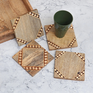 Handmade Natural <b>Wood</b> Coasters Cup <b>Placemats</b> Exclusive Classic Hexagon Design 5mm 300mm 400mm Comfort Style for Home Office - Product Image 1