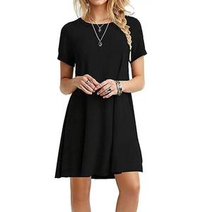 2025 Custom Logo Summer Casual Bodycon Dress for Women O-Neck Short Sleeve <b>T</b>-<b>Shirt</b> Blank Longline <b>T</b>-<b>Shirt</b> Dress - Product Image 3