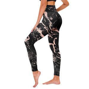 Mallas transpirables con estampado de Yoga de algodón 100% con cintura de malla Elastano Fitness Leggings Mujer Ropa deportiva Gimnasio Jogging Yoga Pant - Product Image 4
