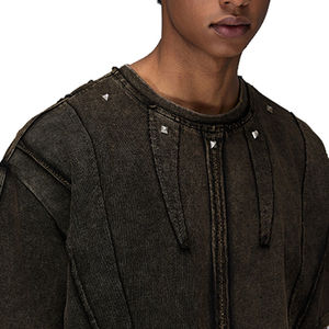 Vêtements de sport pour hommes T-shirt lavé à l'acide et aux minéraux T-shirt en coton découpé et cousu T-shirt délavé par le soleil T-shirt pour hommes - Product Image 2