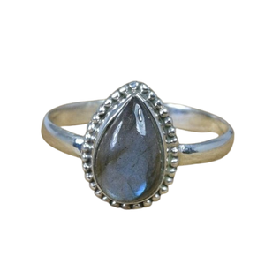 Bague naturelle en forme de poire en Labradorite Multi Fire faite à la main Bijoux en argent sterling 925 massif avec pierres précieuses Bijoux en argent sterling - Product Image 1