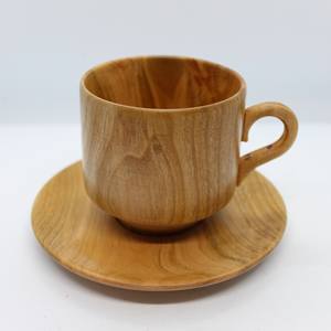 Juego de tazas de madera con cuchara y platillo para el hogar, juego de tazas de café de madera de alta calidad, plato de cuchara y taza, precio al por mayor - Product Image 3