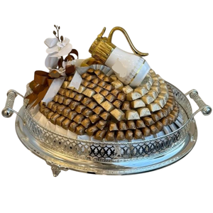 Plateau en métal argenté de la plus haute qualité avec poignée Plateau de service au chocolat Plateau à chocolat élégant pour mariage ou fête - Product Image 1