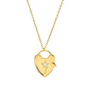 Collar con Colgante de Corazón de Circonita Blanca Chapado en Rodio en Oro de 14k sobre Plata de Ley - Product Image 1