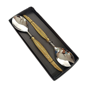 Ensemble de 6 cuillères à salade en acier inoxydable avec poignée en argent classique, 6 pièces, ensemble d'ustensiles de cuisine - Product Image 2