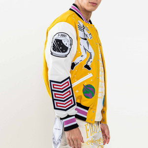 Veste universitaire High Street pour hommes européens/américains automne imprimé 100% coton bouton de corne poche double couche Baseball - Product Image 6