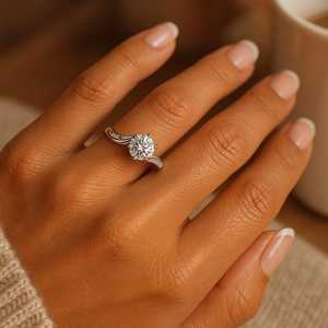 Bague de fiançailles en or blanc 9 carats avec diamant de culture classique en forme de vague, pour mariage, fête, bijoux pour femmes - Product Image 3