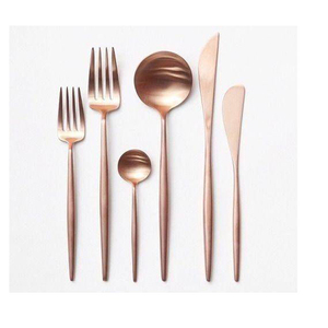 Custom Logo Fast Delivery Stainless Steel Cutlery Knife <b>Fork</b> <b>Spoon</b> Flatware Copper Plated Finishing <b>Set</b> for Restaurant Hotel - Product Image 1