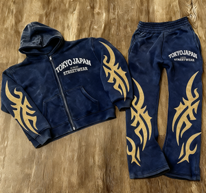 ชุดเซ็ตเสื้อฮู้ดดี้และกางเกงวอร์มผู้ชายแบบสปอร์ต สไตล์ย้อมสีแบบ Acid Wash ผลิตตามสั่งขายส่ง ชุดสองชิ้นแบบมีซิป ชุดกีฬาฤดูหนาว - Product Image 5