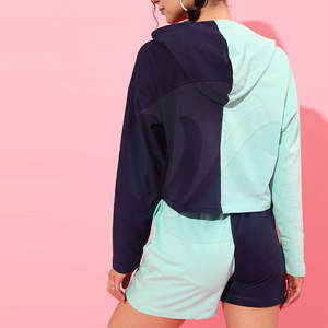 Sudaderas con capucha de algodón de calidad superior para mujer, conjunto corto, ligero, contraste de color, estilo informal de invierno - Product Image 3